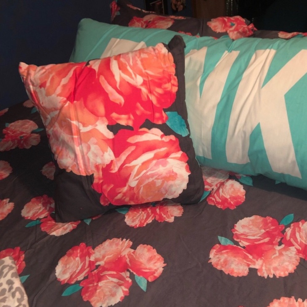 Victoria’s Secret PINK Grey Floral Throw Pillow